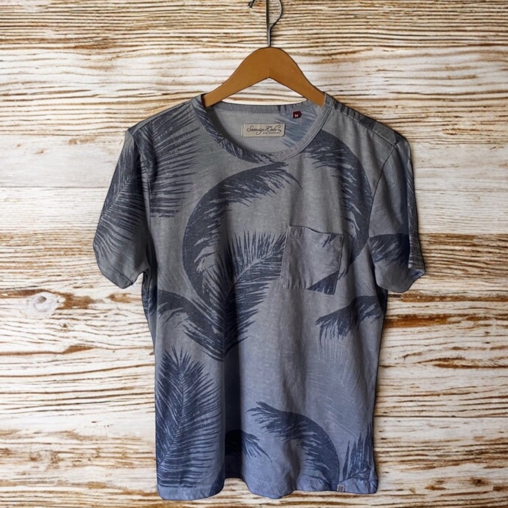 🤑 10/$100 Sovereign Code Los Angeles blue tropical fern crewneck  tee T shirt M